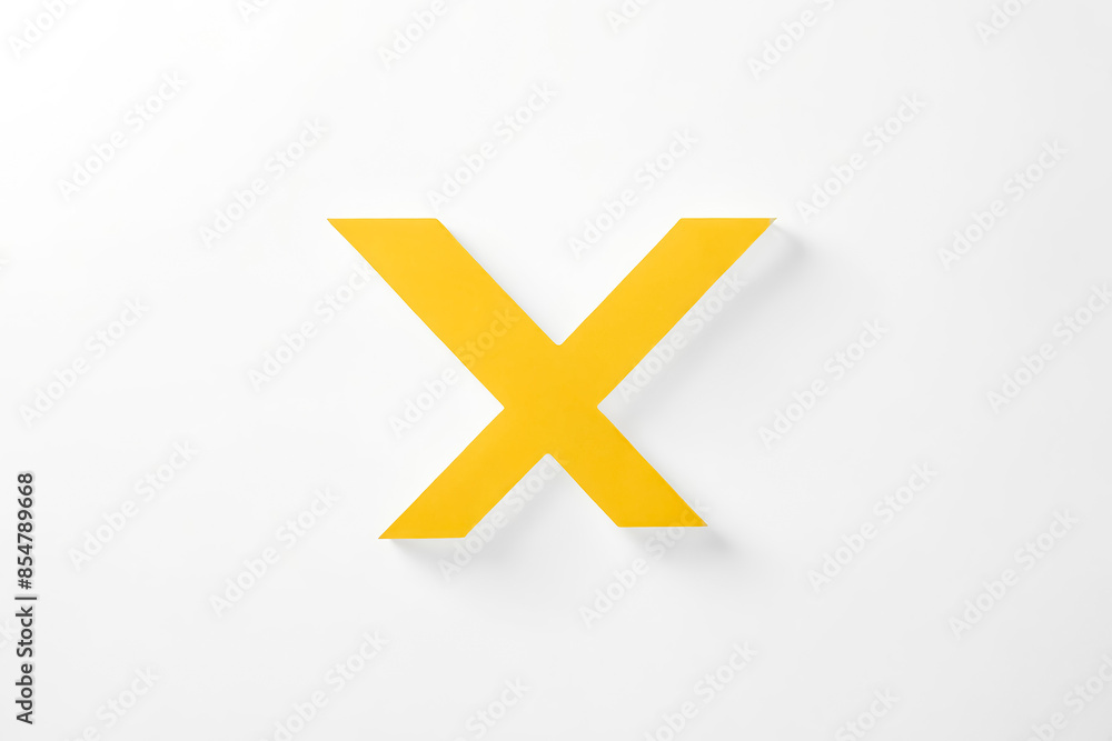 Wall mural yellow paper letter x on white background