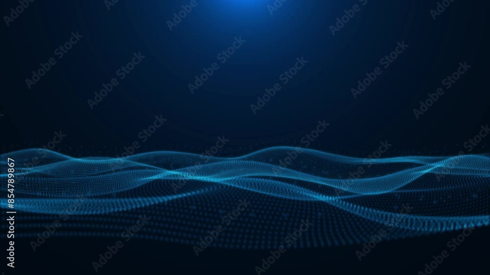 Poster geometric cyber wave landscape big cyberspace. data flow visualization. data technology. digital par