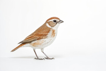 Striped Sparrow on White Background