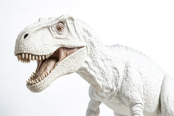 Fototapeta premium Closeup of a White Dinosaur with Open Mouth
