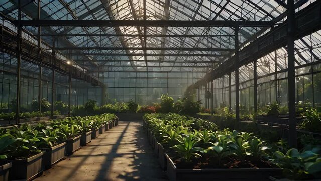 Greenhouse for growing vegetables and herbs. Generated with Ai
