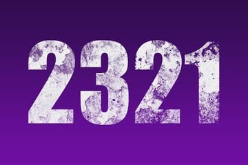 flat white grunge number of 2321 on purple background.	
