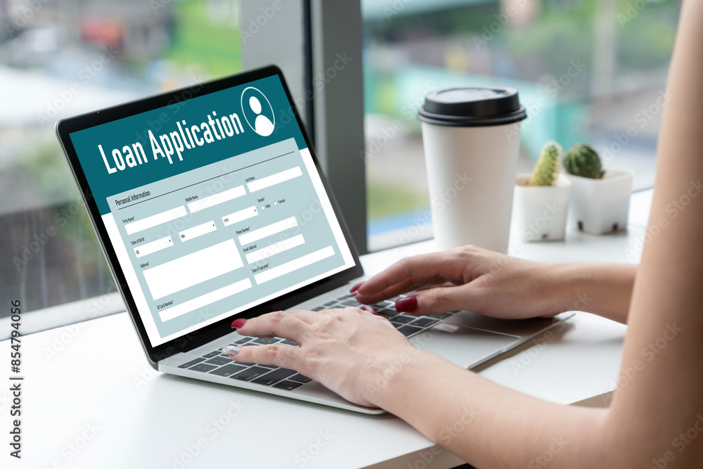 Poster online loan application form for modish digital information collection on the internet network