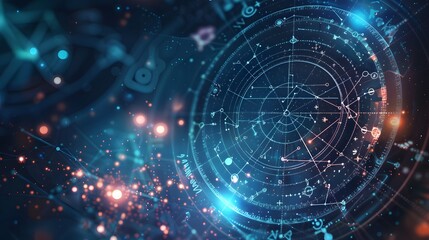 Abstract glowing blue spiral pattern in a futuristic space-themed design