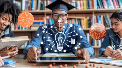 Digital tablet displaying corporate event logo on professional development learning platform