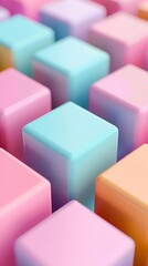 Obraz premium Abstract pattern of colorful cubes with pastel colors.