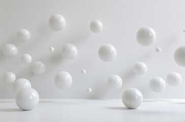 Bouncing white Balls on White Wall