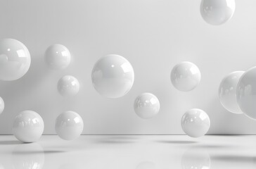 Bouncing white Balls on White Wall