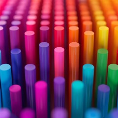 Fototapeta premium Abstract colorful pattern with cylinders in rainbow colors.