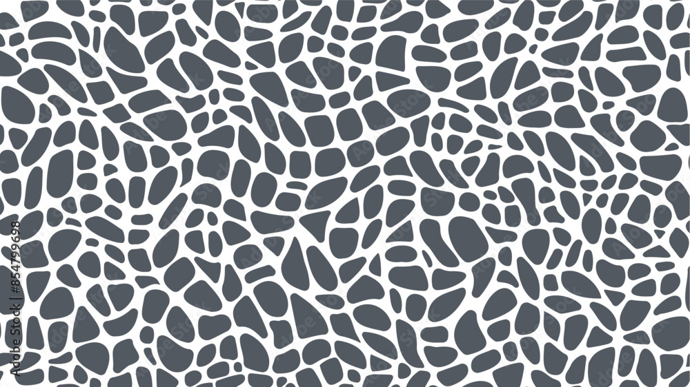 Poster mosaic pebble stone floor pattern. rock texture vector background with gravel, cobblestone and pebbl