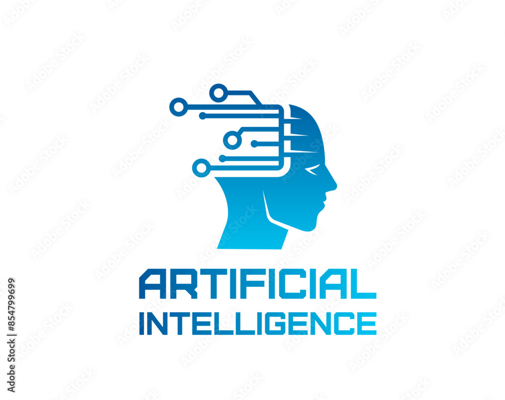 Aufkleber ai artificial intelligence icon of machine learning with digital brain, vector symbol. artificial in