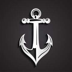 3d anchor silver metal logo design