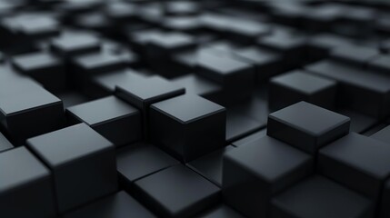 Abstract background of black cubes with a focus on perspective.