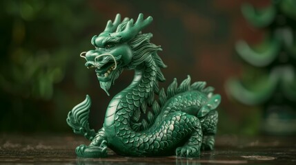 Obraz premium Green Jade Dragon Statue, Generative AI