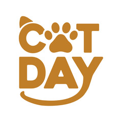 International Cat Day vector strong orange with white background typography illustration for poster print, postcard, banner, logo, sign, sticker, blog