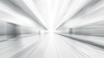 Obraz premium White city street grayscale horizontal motion blur, on an all white background. Generative AI.