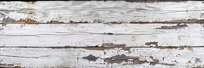 Distressed whitewashed wood background with peeling paint: Vintage and shabby-chic, ideal for coastal or farmhouse designs, the whitewashed wood and peeling paint create a weathered and charming