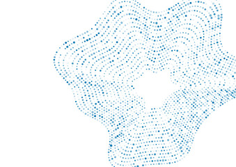Bright blue minimal dotted wavy lines abstract background. Geometric waves concept vector design