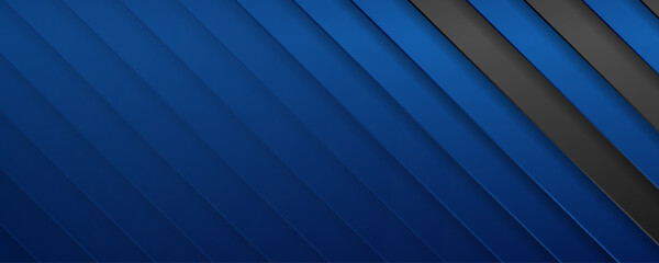 Obraz premium Black and blue diagonal stripes geometric tech banner. Abstract corporate vector background