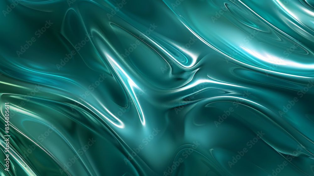 Poster iridescent fractal patterns on a dark teal background: mystical and modern, great for sci-fi or futu