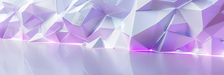 Obraz premium Matte white surface with glowing purple geometric shapes: Clean and modern, ideal for futuristic art or sci-fi themes, the white surface and purple shapes create a visually captivating and advanced