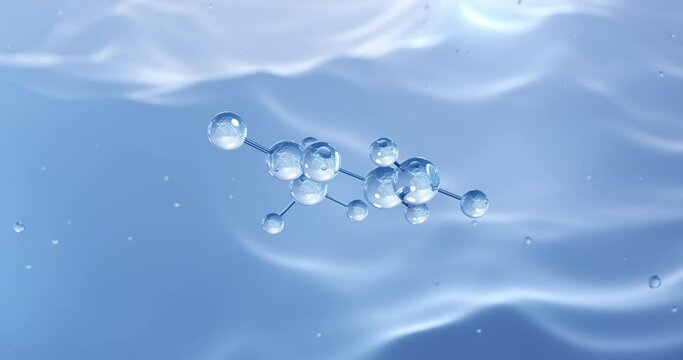 Vinyl acetate rotating molecular structure, 3d model of molecule, polymers, looped video