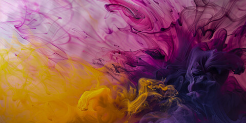 Fototapeta premium A colorful painting with yellow and purple swirls