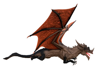 3D Rendering Fairy Tale Dragon on White