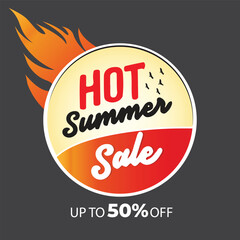 summer sale banner design vector illustration , social media and website , up to 50% off