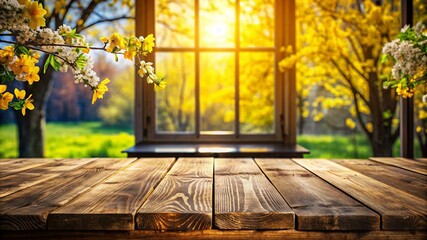 Tulips in a vase on the windowsill, spring landscape
