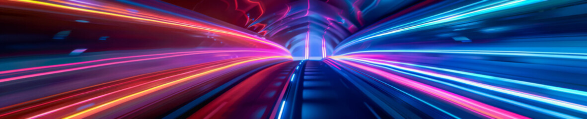 High Speed Light Trails in Neon Tunnel