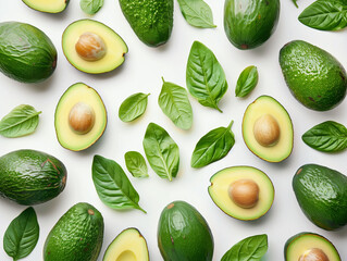 Avocado wallpaper on white background 