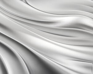 Obraz premium Silver silk texture background, GenerativeAI. White curve of fabric wallpaper