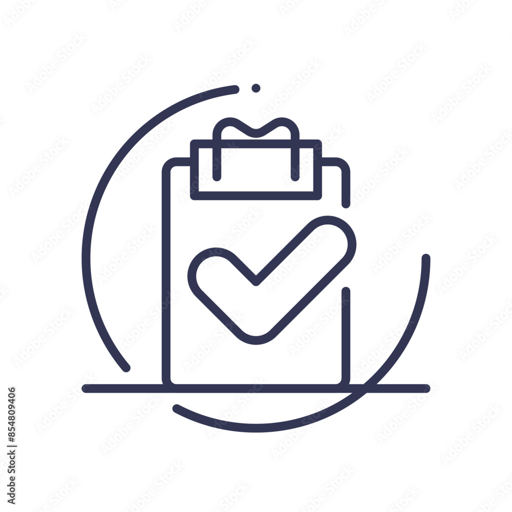 Aufkleber minimalist icon of a checklist clipboard with a checkmark.