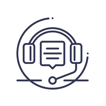recommend clip art: Line art of a headset with a speech bubble, symbolizing customer service.