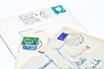 Tree old postal letter views from 1948 Germany with two emergency victims berlin stamps