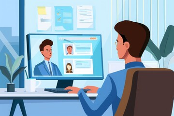 Remote Hiring and Online Job Interview - HR Reviewing CV and Application Letter