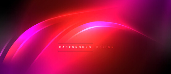 Neon glowing circle rays, light round lines in the dark, planet style neon wave lines. Energetic electric concept design for wallpaper, banner, background