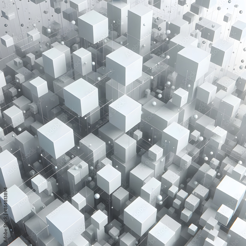 Poster random moved-fading out white cube boxes block background wallpaper banner with copy space
