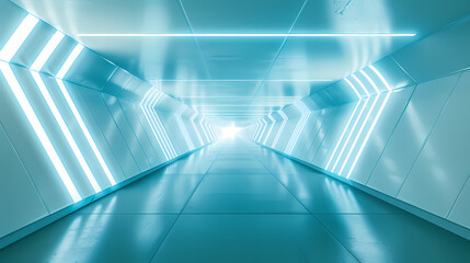 A blue empty corridor