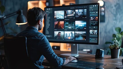 Media industry template with modern graphics, sleek design, and clear areas for content