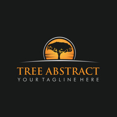 Obraz premium Tree Abstract Logo Template. Black Background. Vector Illustration