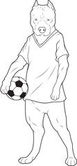 Pitbull Soccer player Soccer Animal Vector Graphic Art Illustration