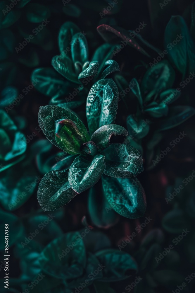 Poster green leaf with highlighted veins on clean background for text overlay and design projects