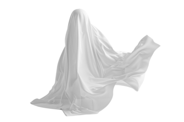 floating head inside duvet sheet, transparent background