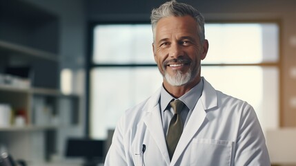 Fototapeta premium Confident and Friendly Doctor in a Medical Office with a Smile