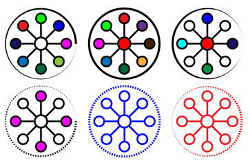 Omnichannel thin liner symbol, multichannel outline symbol for mobile and web.