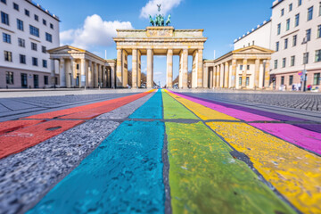 Fototapeta premium Colorful Path Leading to Brandenburg Gate on a Sunny Day