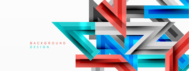 Line zig zag dynamic geometric abstract background. Colorful lines with shadow and light effects, various routes concept. Vector Illustration For Wallpaper, Banner, Background, Card