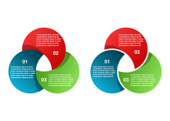 Infographic chart template modern style for presentation, start up project, business strategy, theory basic operation, logic analysis. Venn diagram